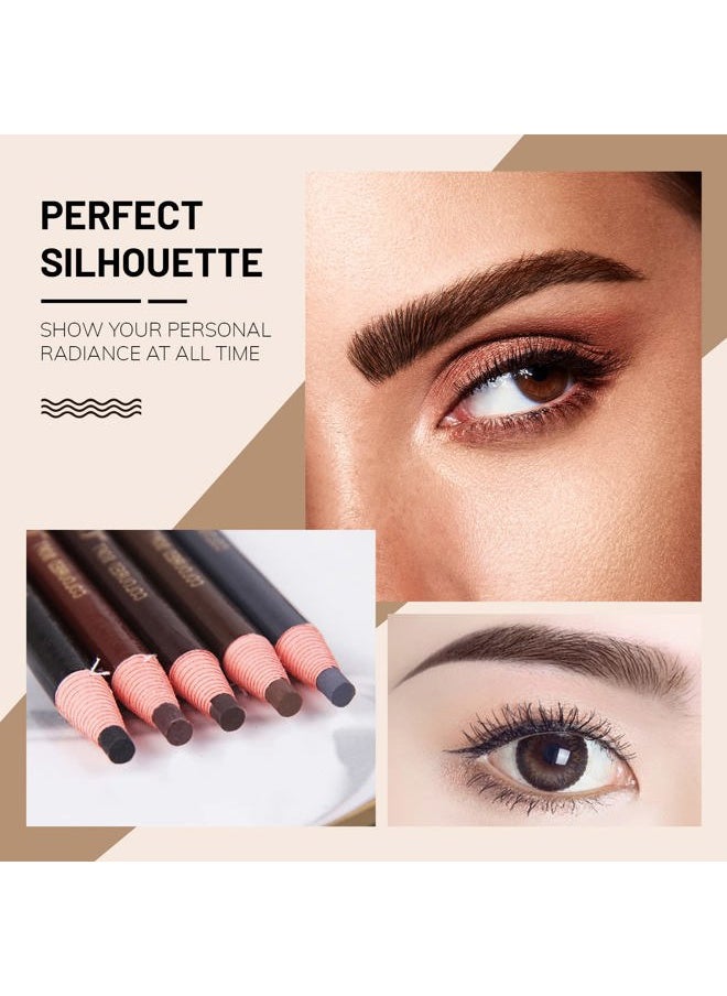 6 Pcs Pull Cord Peel-off Eyebrow Pencil Tattoo Makeup and Microblading Supplies Set for Marking, Filling and Outlining, Waterproof and Durable Permanent Eyebrow Liner -Dark Brown