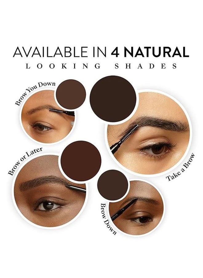 Waterproof Eyebrow Pen with Brush, Brow Pencil & Lash Spoolies for Eyelash Extensions, Eye Brow Pencils for Women, Eyelash Brush & Spoolie Combo, Eyebrow Makeup Tool Set, Brow Down (Deep Brown)