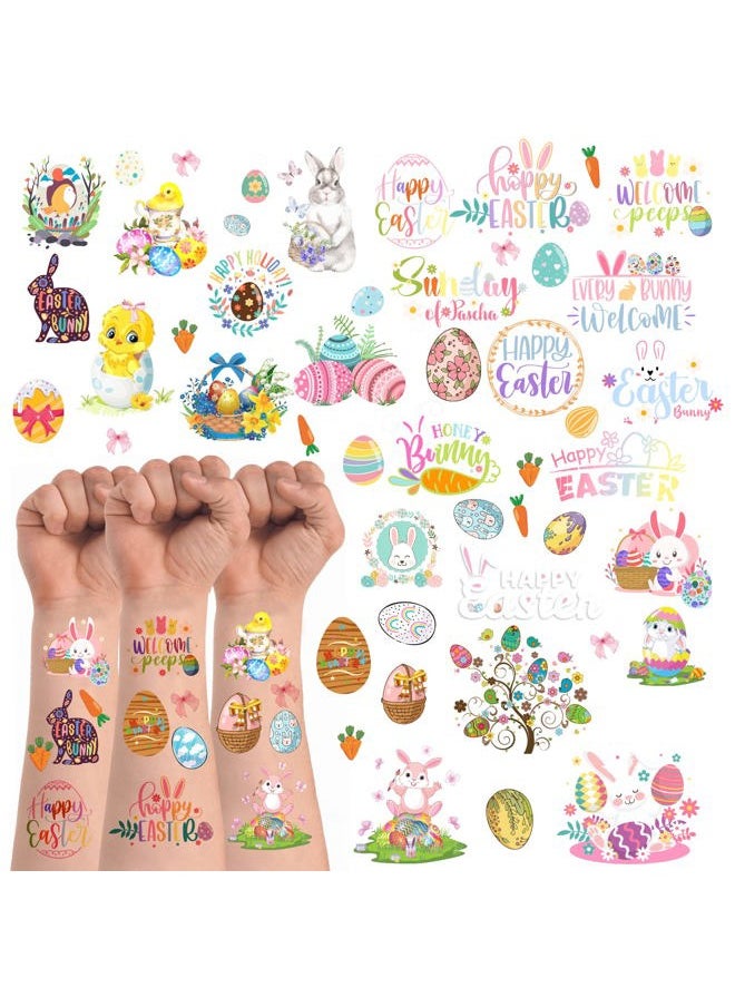 184 Pieces Easter Temporary Tattoos Stickers,12 Sheets Easter Egg Bunny Themed Tattoos Stickers,Fun Easter Basket Stuffers,Goodie Bag Fillers,Classroom Rewards