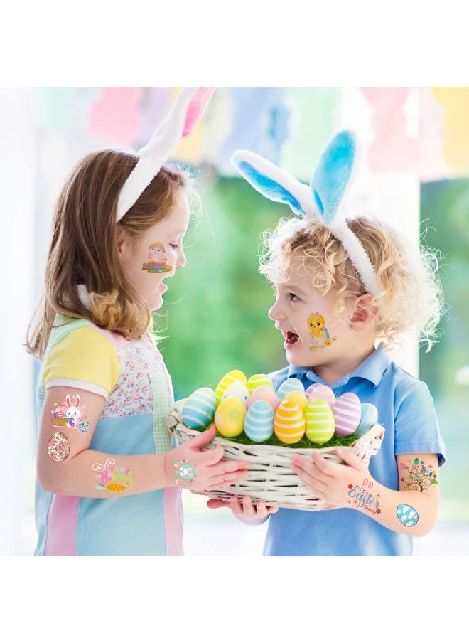 184 Pieces Easter Temporary Tattoos Stickers,12 Sheets Easter Egg Bunny Themed Tattoos Stickers,Fun Easter Basket Stuffers,Goodie Bag Fillers,Classroom Rewards