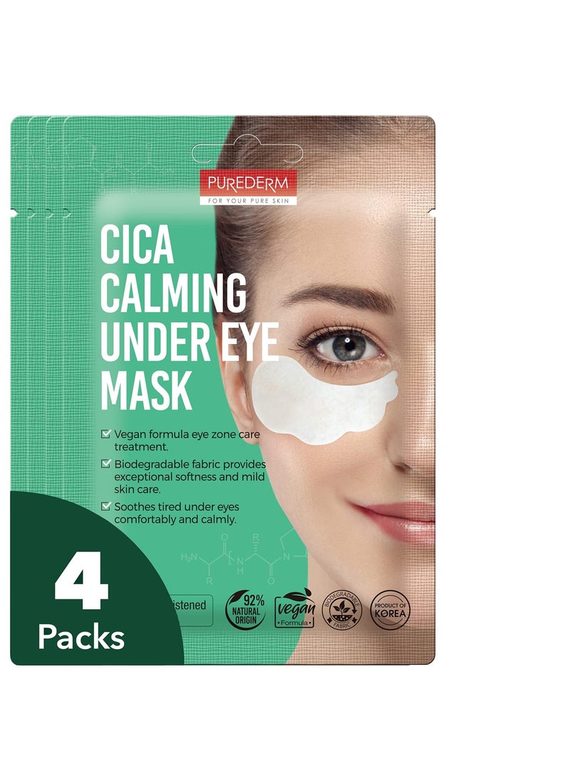 Purederm Cica Calming Under Eye Mask 4 Pack  Cica Under Eye Patches for Relaxing  Calming