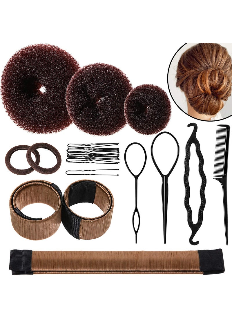 Bun Shaper Set with Donuts Markers Ponytail Tools Bobby Pins and Elastic Bands for Women and Kids