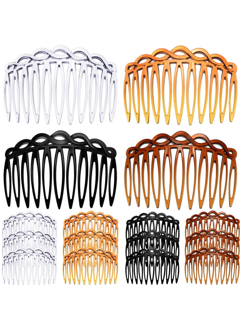 WILLBOND 16 Pieces Women Hair Comb Accessories French Hair Side Combs Plastic Twist Decorative Comb Clips for Women Bridal Wedding Veil TeethBlack Transparent Light Coffee Dark Coffee