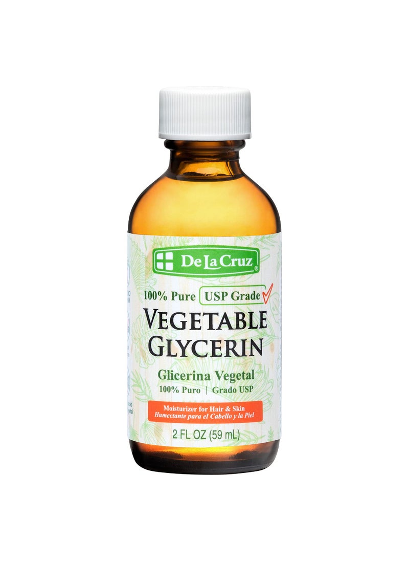 De La Cruz Vegetable Glycerin 100 Pure Liquid Glycerine USP Grade for Hair Skin and DYI Projects 2 FL OZ