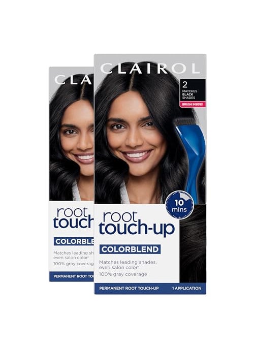 Clairol Root Touch-Up by Nice'n Easy Permanent Hair Dye, 2 Black Hair Color, Pack of 2
