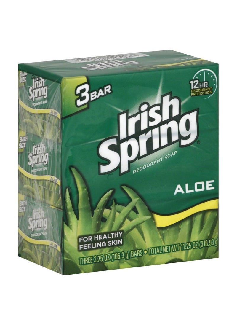 Irish Spring Aloe Mist Deodorant Bath Bar, 3.7 oz, 3 ct x 3 Packs (Total of 9 Bars of Soap/Packaging May Vary)