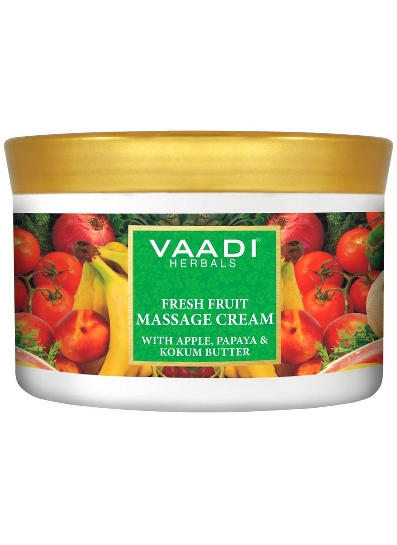 Fresh Fruit Massage Cream with Apple, Papaya & Kokum Butter - All Natural - Herbal Cream - Vaadi Herbals (Pack of 1 X 500 Gm) (17.64 Oz)