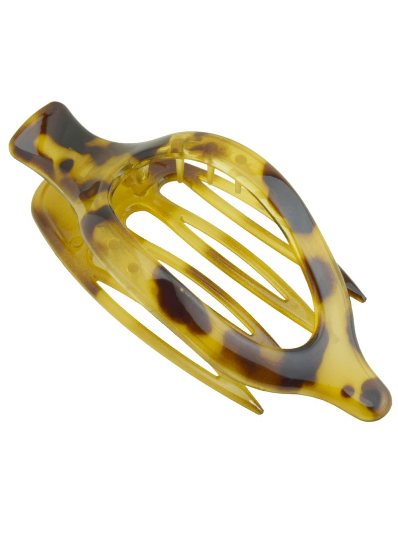 Parcelona French Wide Beak Celluloid Large Side Slide Hair Clips Volume Strong Hold No Slip Grip Girls Hair Claw Clips for Women Durable Styling Paris Hair Accessories, Made In France (Light Shell)