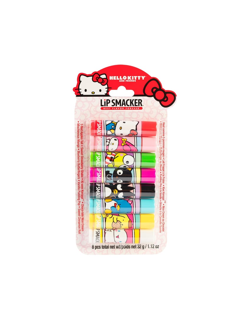 Lip Smacker Sanrio Hello Kitty and Friends 8-Piece Flavored Lip Balm, My Melody, Little Twin Stars, and Chococat, Hydrating & Protecting - Cruelty-Free