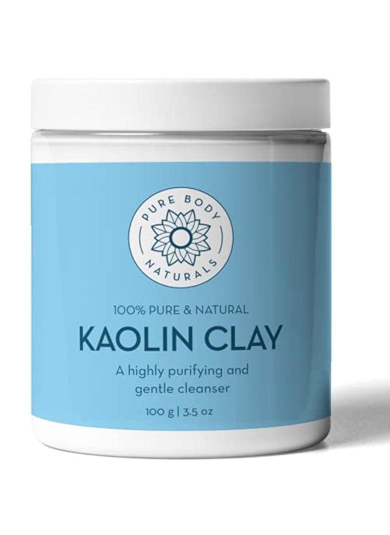 Pure Body Naturals Kaolin Clay Powder, 100 g - Perfect for Natural DIY Skin Cleansers, Masks and Scrubs