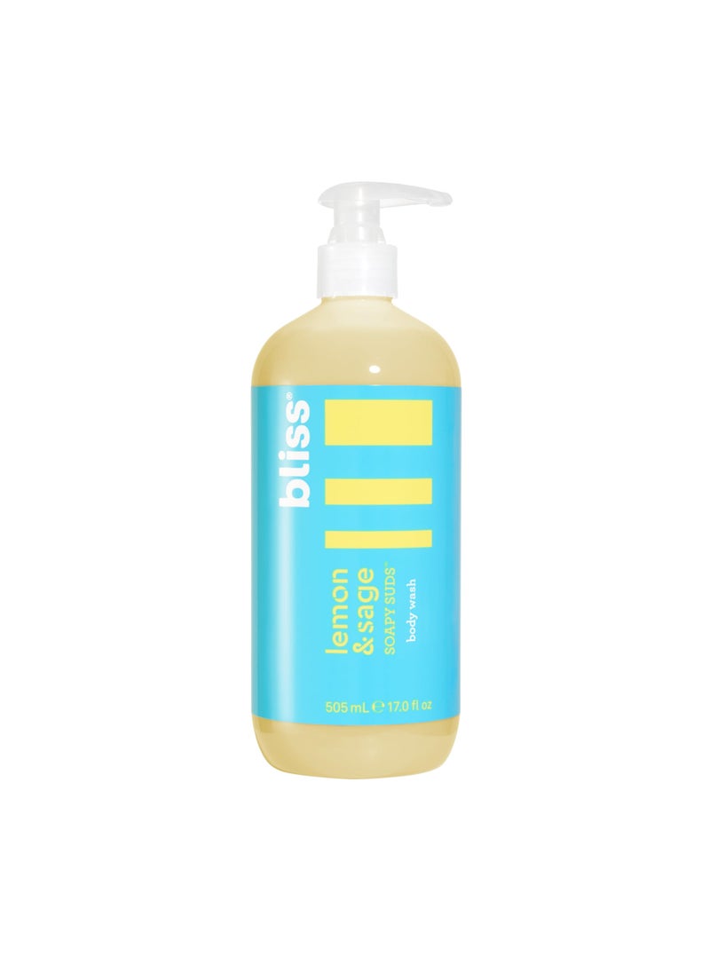 Bliss Soapy Suds Body Wash - Lemon and Sage - 17 Fl Oz - Gentle and Hydrating for Supremely Soft Skin - Paraben Free - Vegan & Cruelty Free