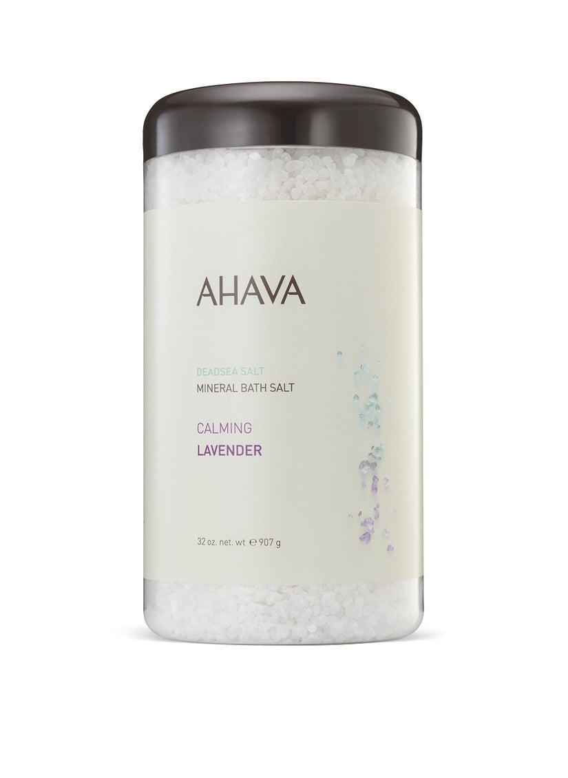 AHAVA Dead Sea Mineral Bath Salt, Calming Lavender - Intense Relaxation for Body & Mind, Elevates Moisture, Softens & Eases Sore Muscles, Enriched by Exclusive Dead Sea Salt & Osmoter blend, 32 Oz