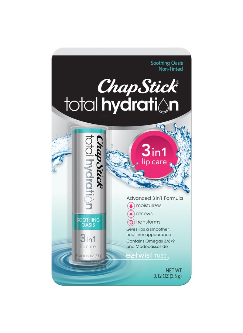 ChapStick Total Hydration Soothing Oasis Moisturizing Lip Balm Tube, Lip Balm for Lip Care - 0.12 Oz