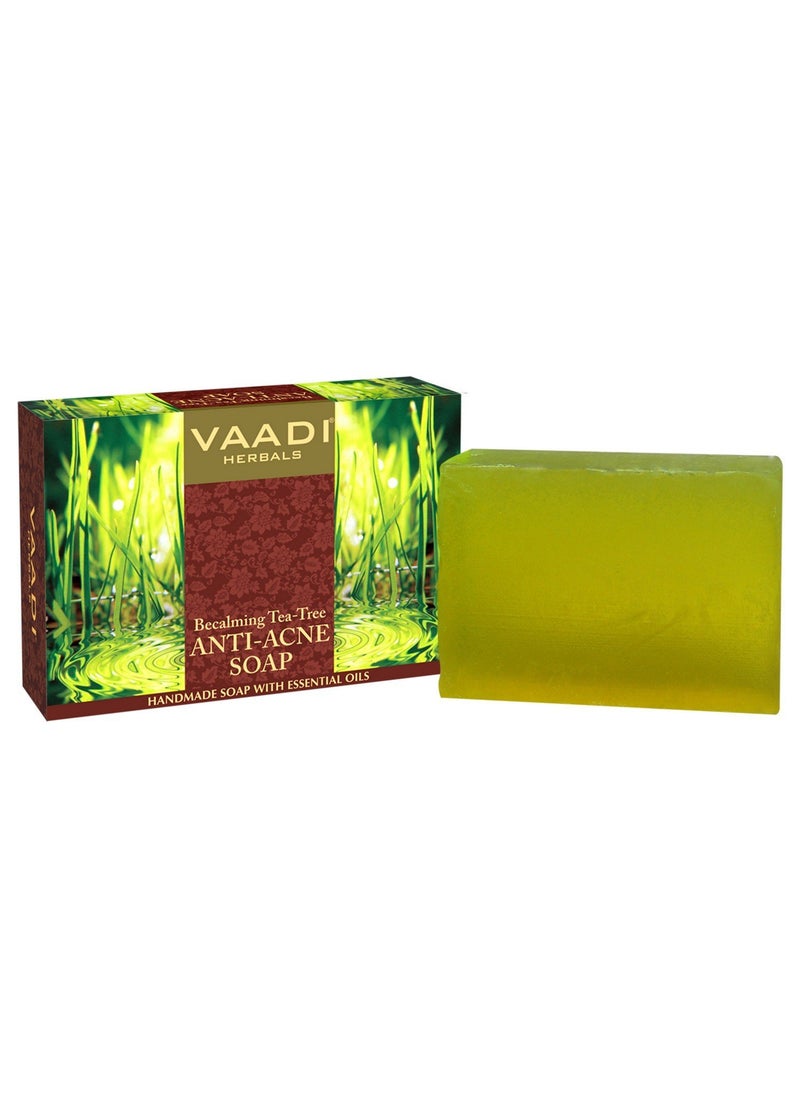 Vaadi Herbals Tea Tree Oil Bath Bar Soap with Clove Oil - Handmade Herbal Soap with 100% Pure Essential Oils - ALL Natural - Each 2.65 Ounces - Pack of 6 (16 Ounces)