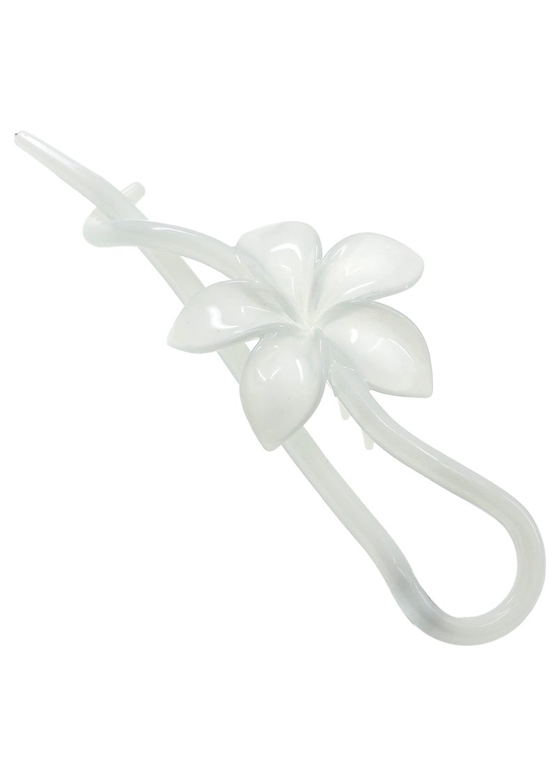Camila Paris CP3193 French Hair Barrette Pin Clips for Girls, Flower, White, No Metal Parts, Strong Hold Grip Hair Clips for Women, No Slip and Durable Styling Girls Hair Accessories, Made in France