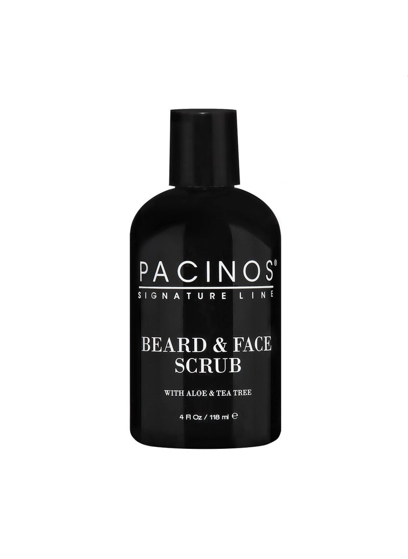 Pacinos Shave System, Beard and Face Scrub, Men's Skin Care, Best Organic Natural Shampoo, Aloe Vera and Tea Tree Extract, Removes Impurities, 4 oz