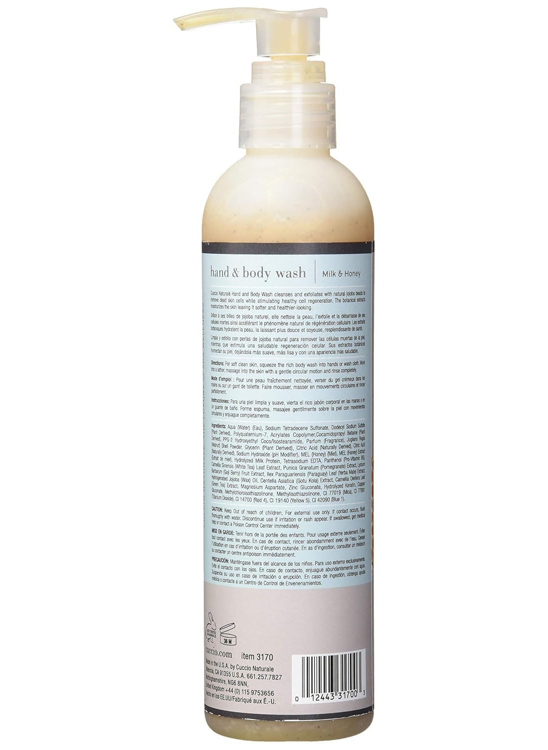 Cuccio Body Butter Wash, Milk and Honey, 8 Ounce