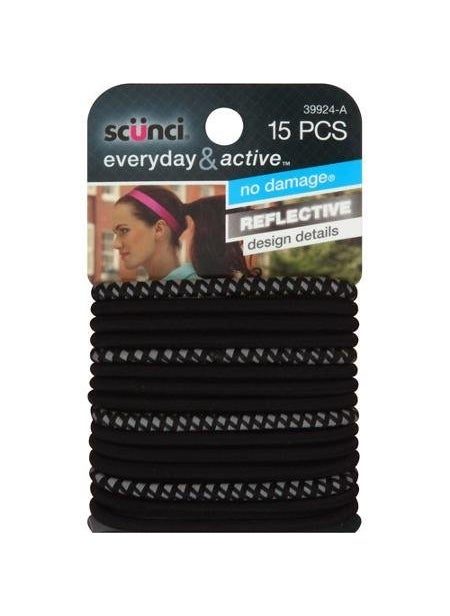 Scunci Everyday & Active Hair Ties, Black, 15 count