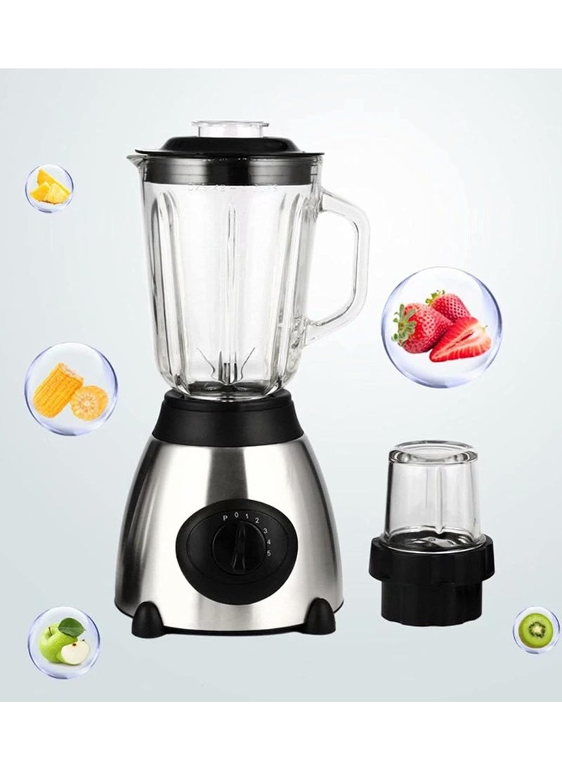 1.5L Smoothie Blender, Multifunctional Electric Blender, Mini Blender, 650W, 1.5L 2 in 1 Fruit and Vegetable Blender, Glass Cutter, Chopper, Smoothie Blender, 5 Speeds + Pulse, High Performance Motor,