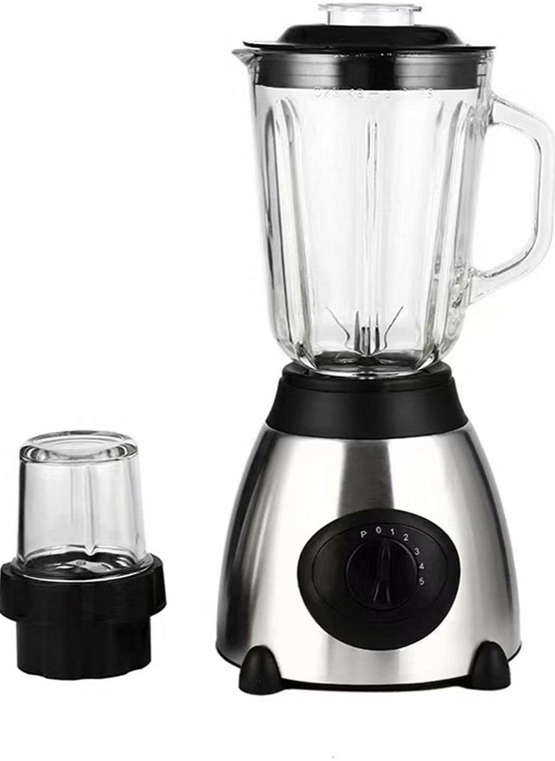 1.5L Smoothie Blender, Multifunctional Electric Blender, Mini Blender, 650W, 1.5L 2 in 1 Fruit and Vegetable Blender, Glass Cutter, Chopper, Smoothie Blender, 5 Speeds + Pulse, High Performance Motor,