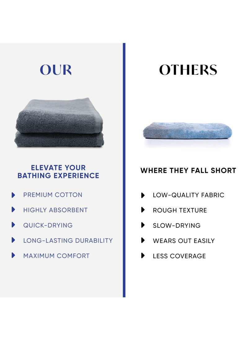 Kassino Jumbo Bath Sheet (2 Pack, 90x180 cm) - 540 GSM Large Bath Towel,100% Combed Cotton, Soft & Quick-Dry Oversized Towels, Highly Absorbent, Double Stitched Hotel Quality Towels | Monument