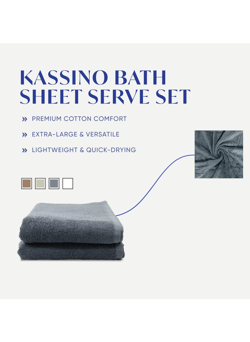 Kassino Jumbo Bath Sheet (2 Pack, 90x180 cm) - 540 GSM Large Bath Towel,100% Combed Cotton, Soft & Quick-Dry Oversized Towels, Highly Absorbent, Double Stitched Hotel Quality Towels | Monument