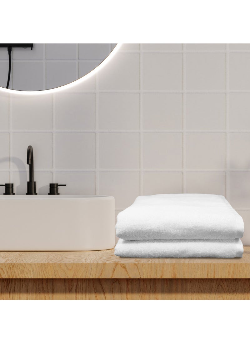 Kassino Jumbo Bath Sheet (2 Pack, 90x180 cm) - 540 GSM Large Bath Towel,100% Combed Cotton, Soft & Quick-Dry Oversized Towels, Highly Absorbent, Double Stitched Hotel Quality Towels | White