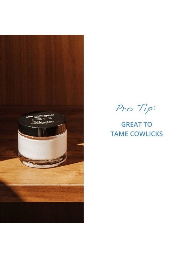 Hard Cream Pomade, Firm Hold - Soft Finish for Men and Women, Great for Thicker Hair Types, Solid Styling Cream for Textured Definition, Powered by Natural Ingredients, 2 Ounce