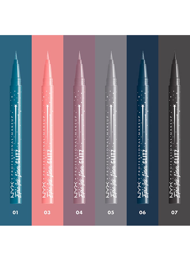 Epic Ink Glitz Metallic Liquid Eyeliner 24HR wear Waterproof Flake-proof Denim Dazzle