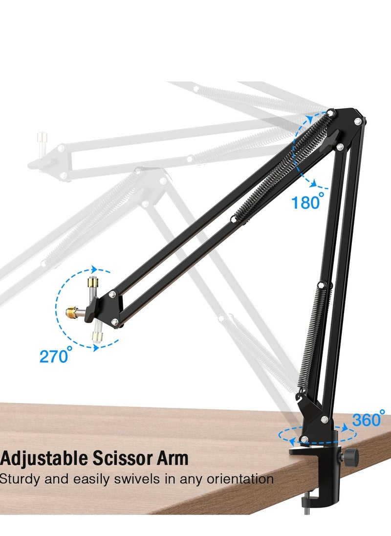 FIFINE Microphone Arm Boom, Adjustable Suspension Boom with Heavy Duty Clamp, Scissor Mic Stand for Recording, Gaming, K688 K658 - CS1