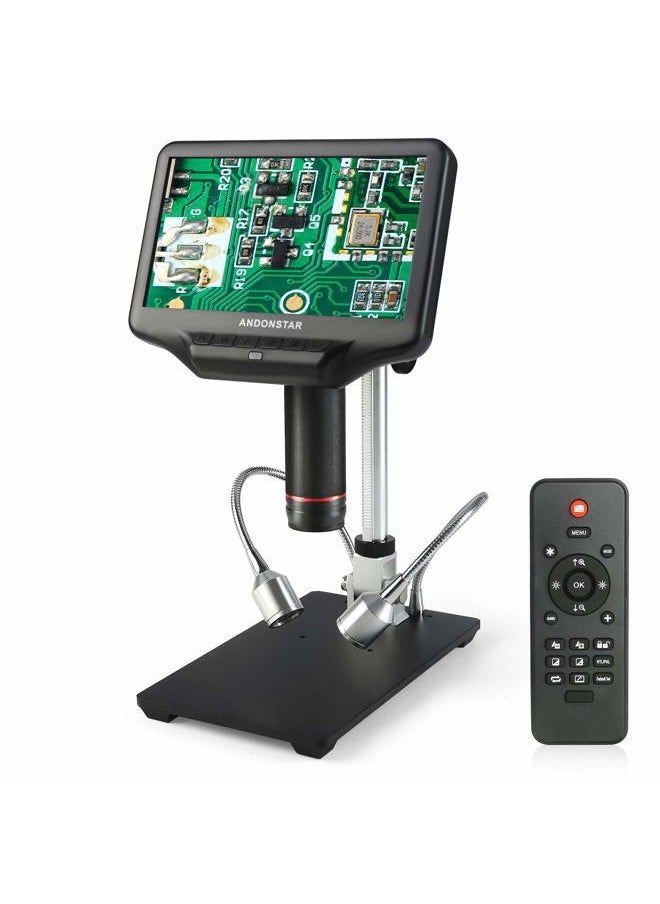 AD407 3D HDMI Soldering Digital Microscope with 4MP UHD and 7 inch Adjustable LCD Screen USB Video Microscopes for Phone Repairing SMT SMD DIY