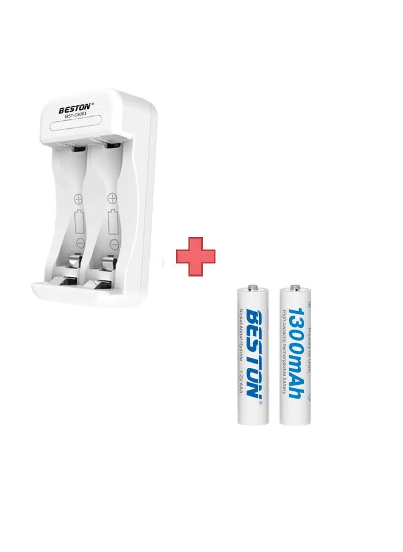 Beston C8001 Charger with 2 Pcs of AAA 1300mAh Batteries