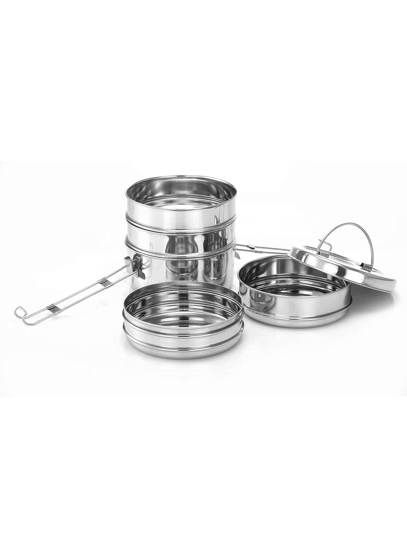 Expresso Stainless Steel Tiffin Carrier, Food Grade Lunch Box, Traditional Design for School & Office, 16.5 cm Diameter 5 Tier (5)