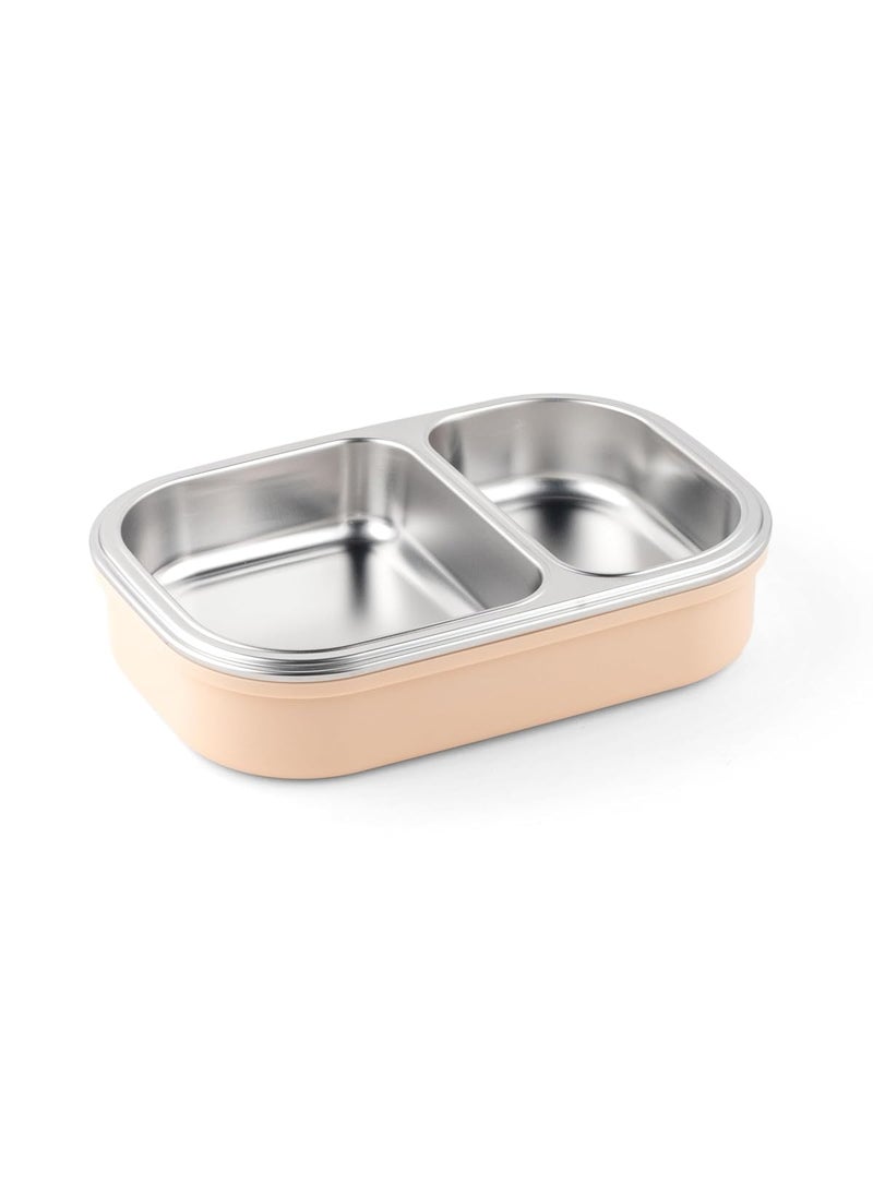 DUBBLIN Bento Two Compartment Lunch Box | BPA-Free Insulated Body | Four-Side Lock | Durable & Compact with Spoon & Sabzi Container Inside, Brown,750ml