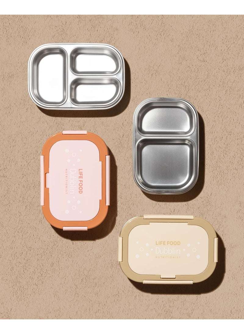 DUBBLIN Bento Two Compartment Lunch Box | BPA-Free Insulated Body | Four-Side Lock | Durable & Compact with Spoon & Sabzi Container Inside, Brown,750ml