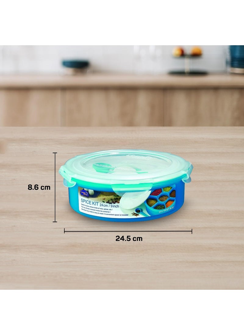 Lock & Lock Plastic Classics Round Medium Spice Kit, Blue