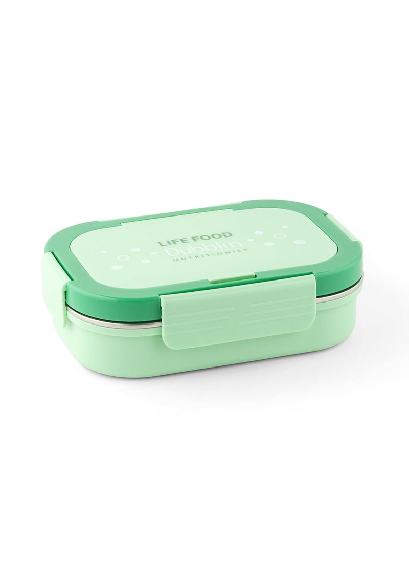 DUBBLIN Bento Three Compartment Lunch Box | BPA-Free Insulated Body | Four-Side Lock | Durable & Compact| Spoon & Sabzi Container Inside, 750ml, Green