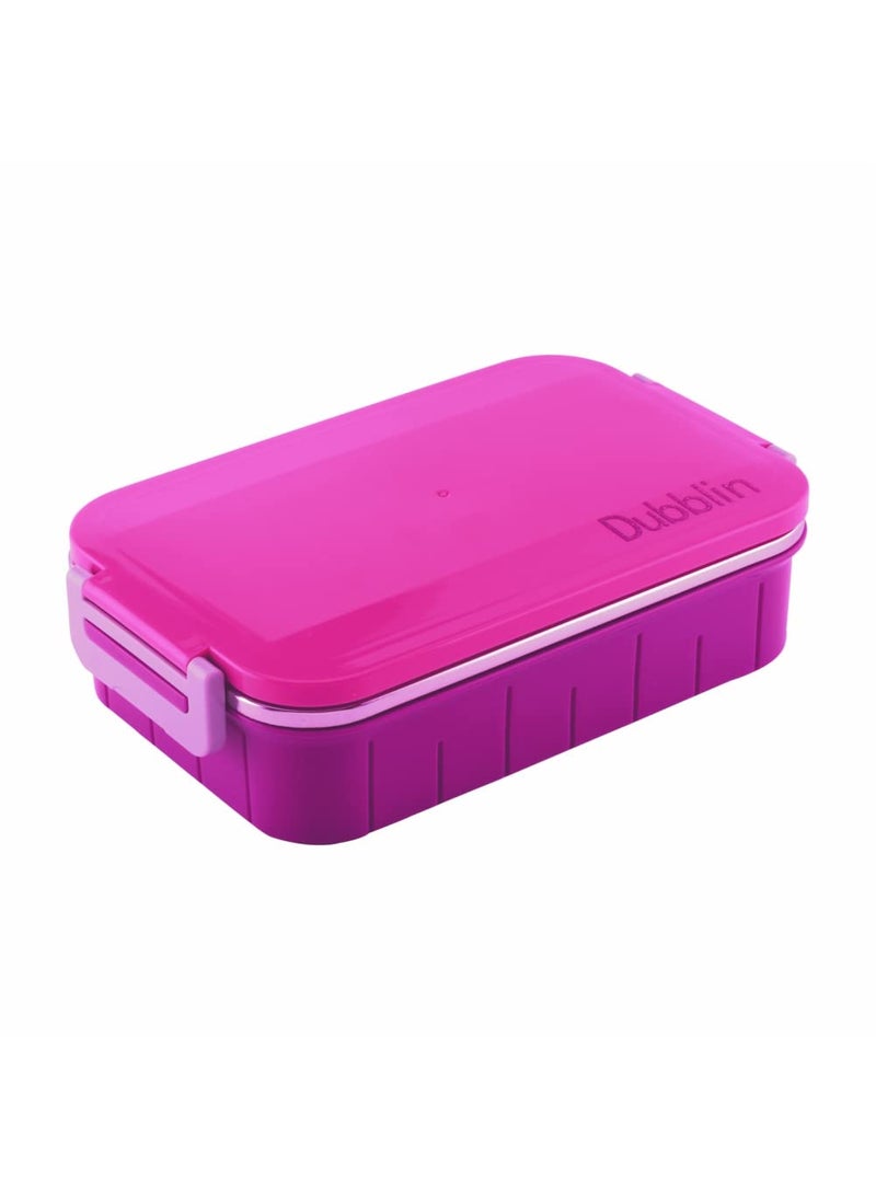 DUBBLIN Feast Stainless Steel Lunch Box Insulated Airtight Spill Proof with Spoon, sabzi Container Inside, 850 ml, Pink