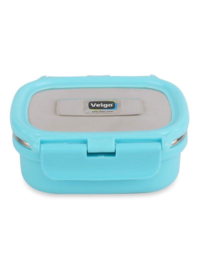 Veigo Premium Finish Classic 3 Pcs Celebration Stainless Steel Containers, Sky Blue,(Big 630 ml,Medium 330 ml & Small 180 ml)