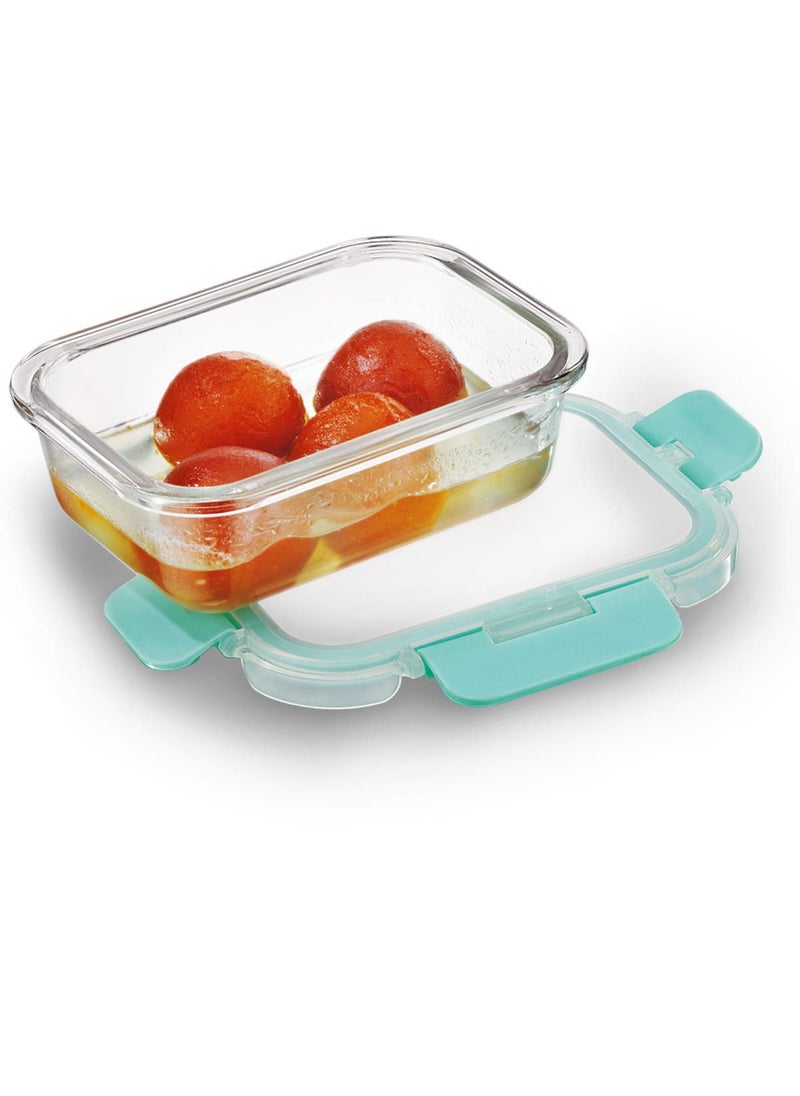 Allo Foodsafe Glass Containers With Lids, Lunch Boxes For Office, Microwave Safe Containers, Borosilicate Meal Prep Glass Food Storage Containers For Kitchen, Set Of 3, 370Ml, Transparent
