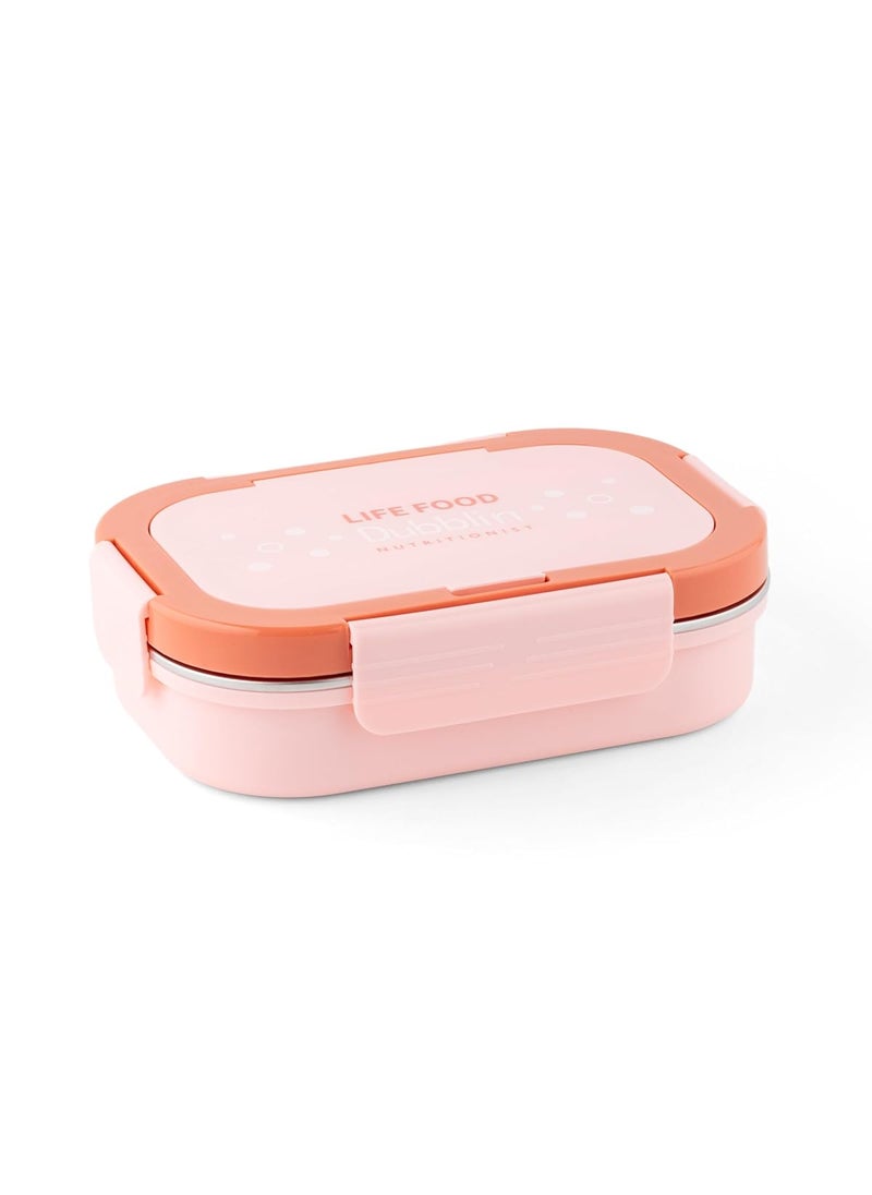 DUBBLIN Bento Three Compartment Lunch Box | BPA-Free Insulated Body | Four-Side Lock | Durable & Compact| Spoon & Sabzi Container Inside, 750ml, Pink