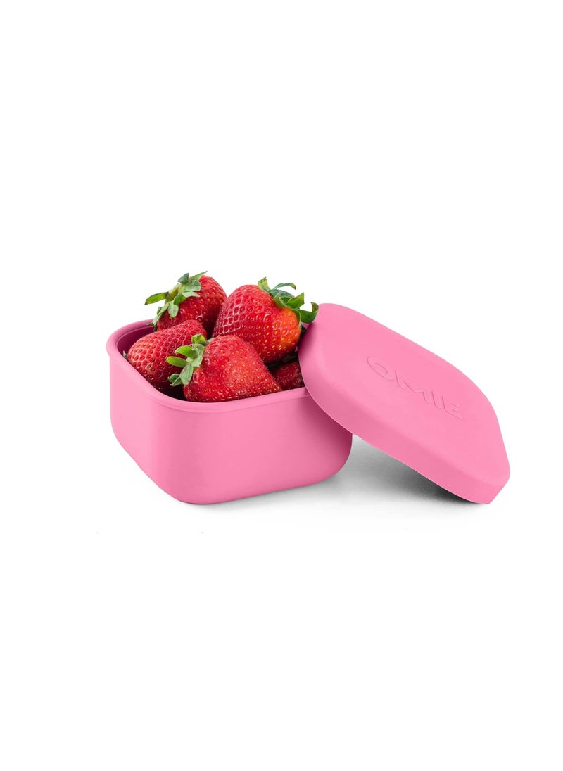 OmieBox Silicone Leakproof Snack Containers To Go, Food Storage Containers with Lid, School Lunch Bento Container - BPA Free, Airtight, Dishwasher and Freezer Safe, Oven Safe - 280ml (Pink)