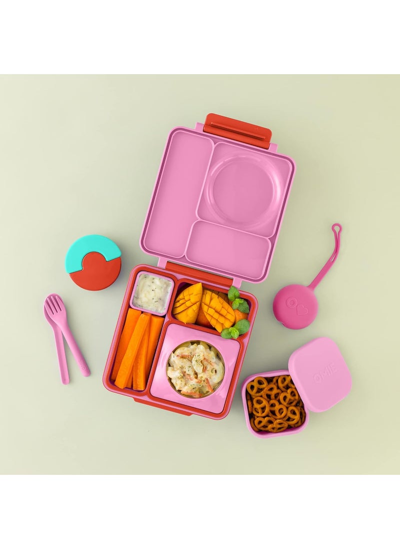 OmieBox Silicone Leakproof Snack Containers To Go, Food Storage Containers with Lid, School Lunch Bento Container - BPA Free, Airtight, Dishwasher and Freezer Safe, Oven Safe - 280ml (Pink)