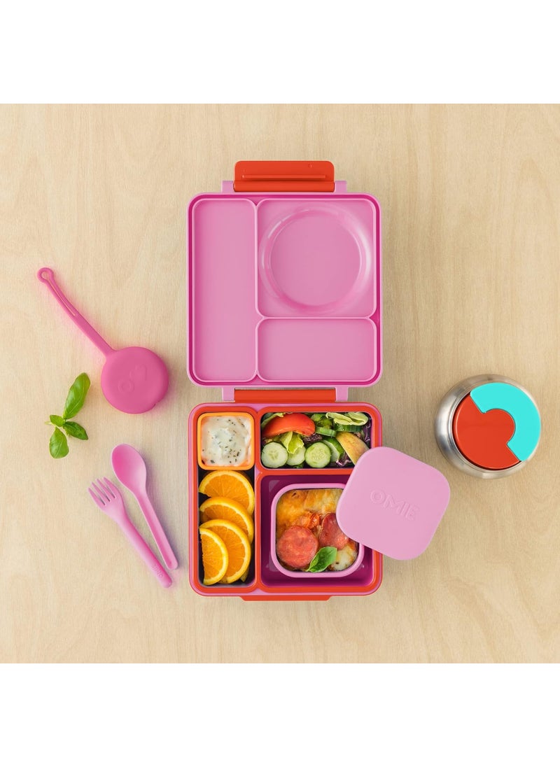 OmieBox Silicone Leakproof Snack Containers To Go, Food Storage Containers with Lid, School Lunch Bento Container - BPA Free, Airtight, Dishwasher and Freezer Safe, Oven Safe - 280ml (Pink)