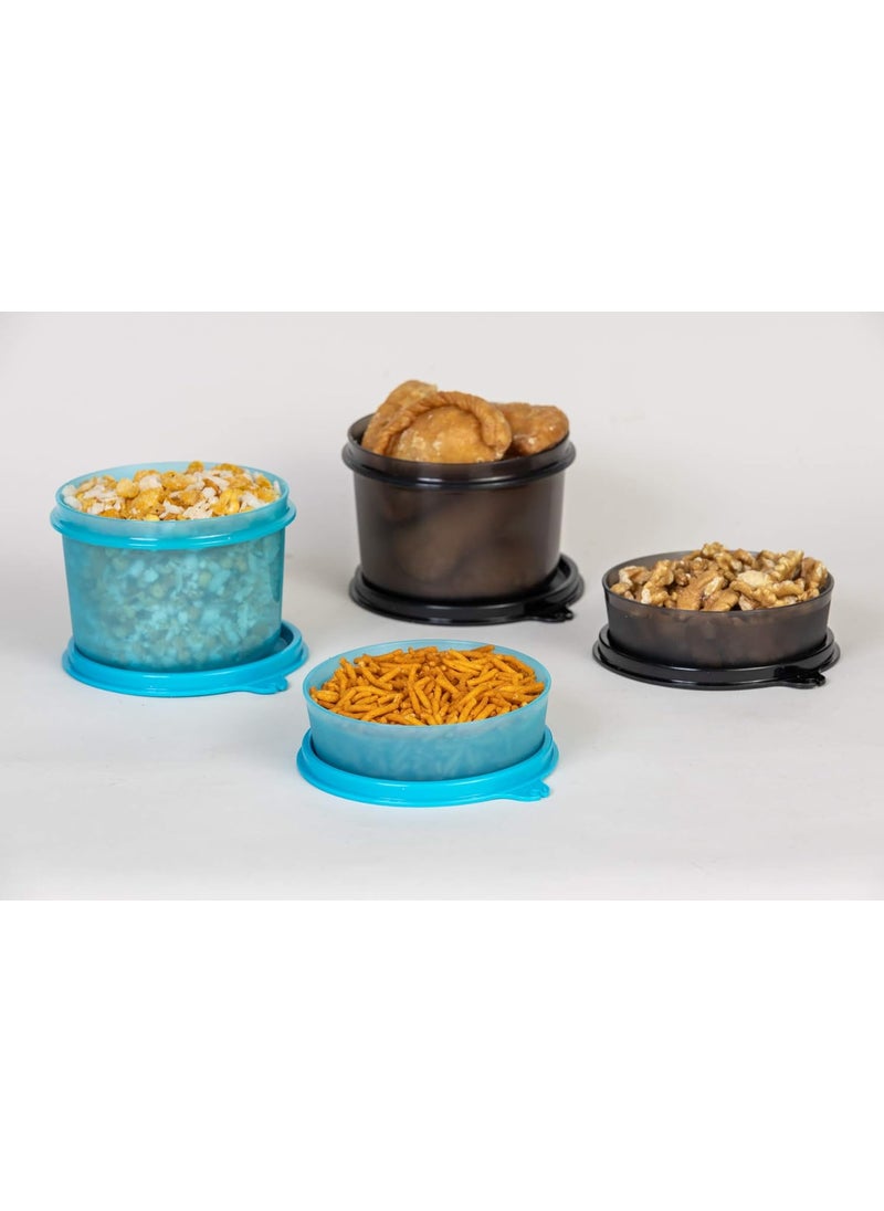 Tupperware Plastic Xtreme Executive Lunch Set (Blue, Black), 180 Ml