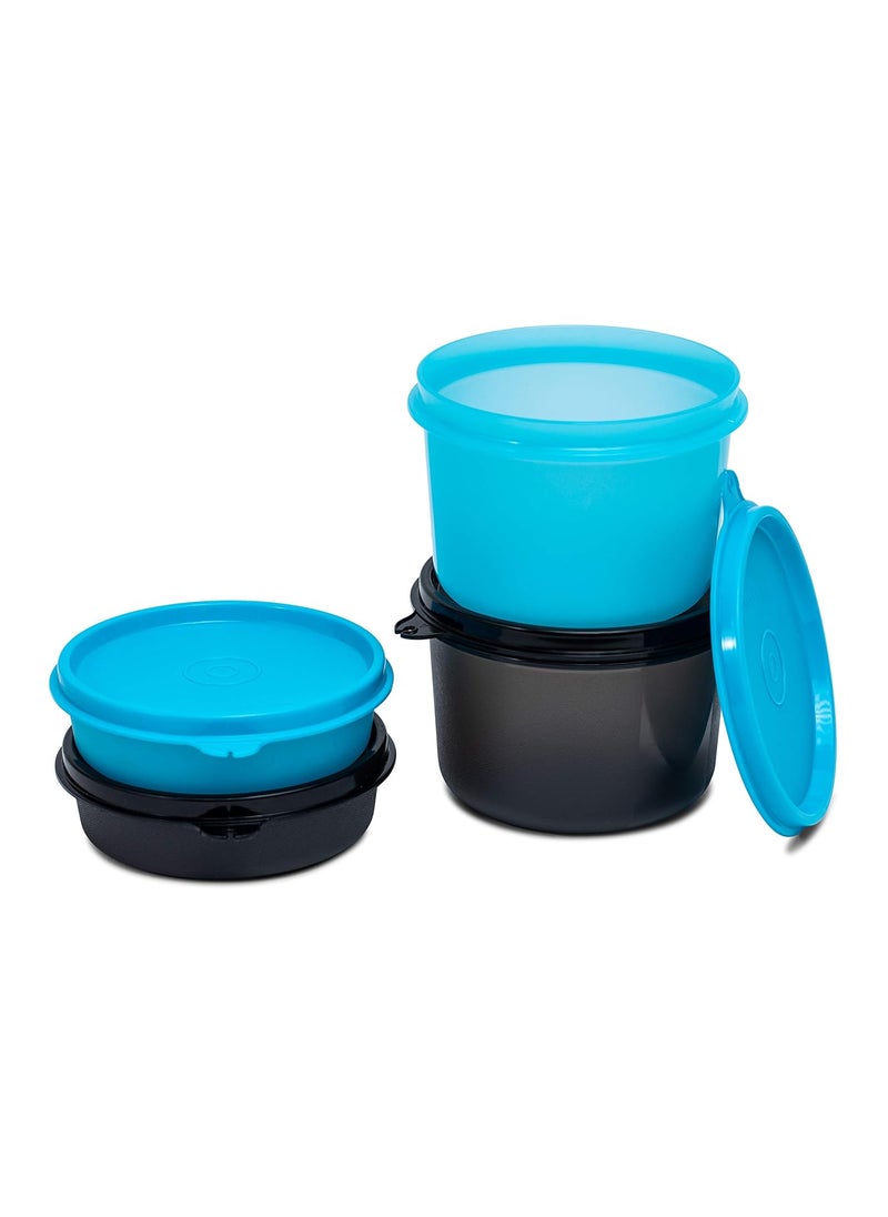Tupperware Plastic Xtreme Executive Lunch Set (Blue, Black), 180 Ml