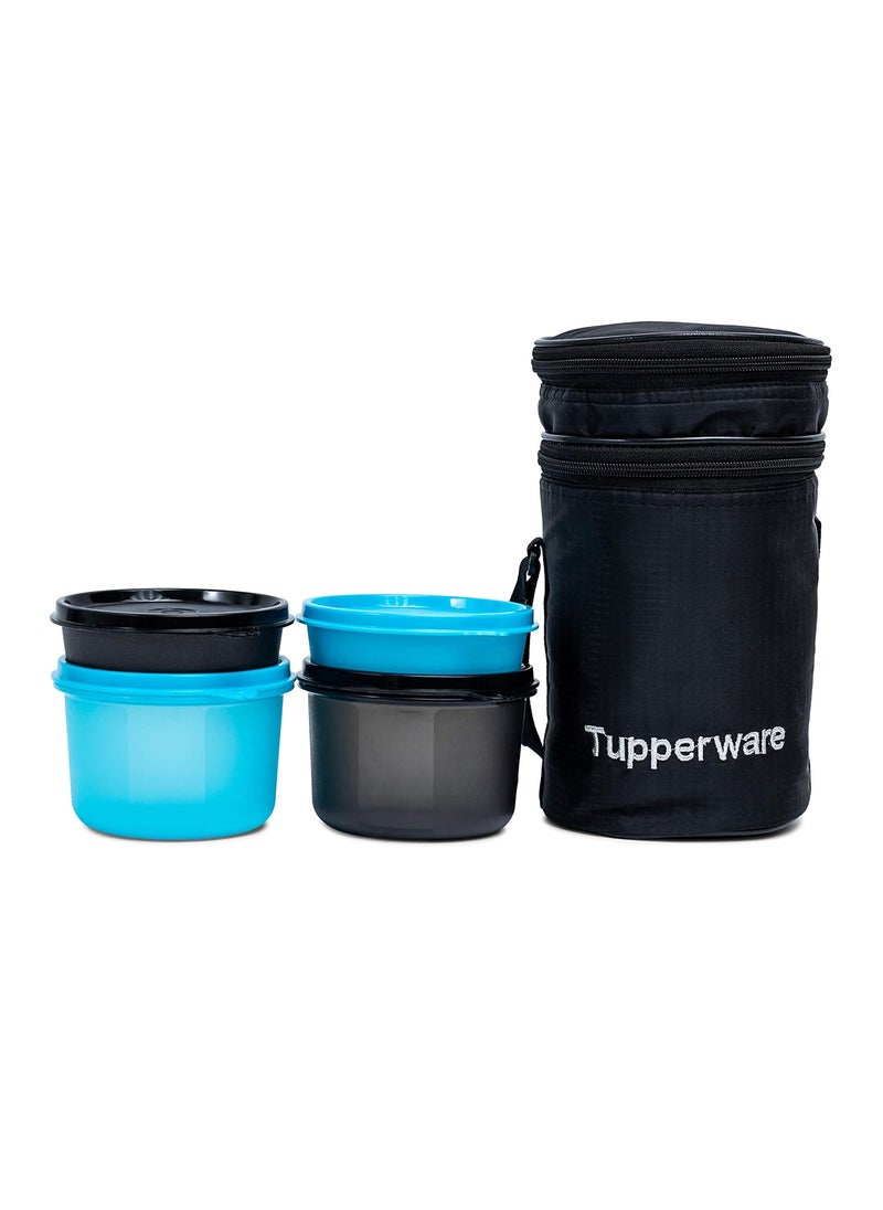 Tupperware Plastic Xtreme Executive Lunch Set (Blue, Black), 180 Ml