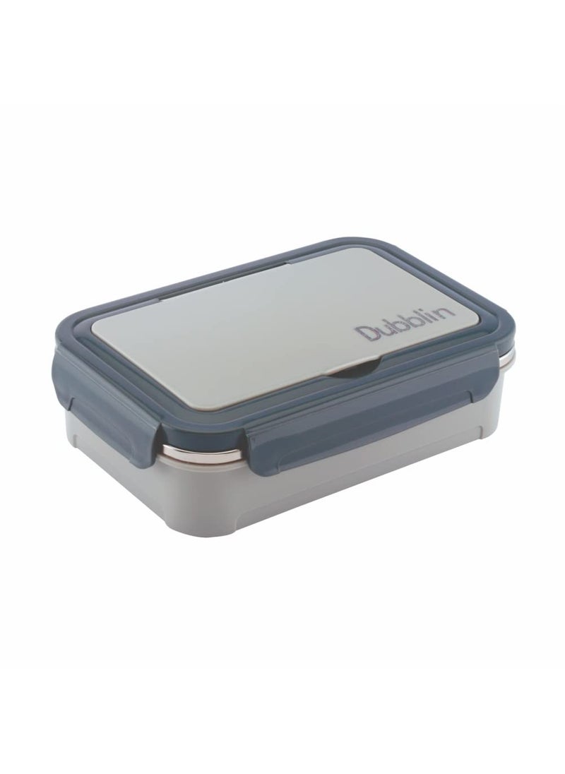 DUBBLIN Buffet Stainless Steel Lunch Box Insulated Airtight Spill Proof with Spoon, Fork & Mini sabzi Container Inside, 850 ml, Grey