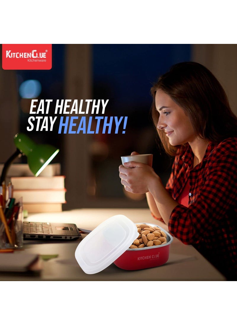 KITCHEN CLUE Microwave Safe Square Tiffin Box/Containers with Airtight Lids I 3 pcs Lunch Containers, 350 ML Each I Ideal for School Kids & Office Men/Women I Easy to Carry Insulated Lunch Bag