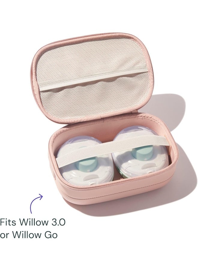 Willow Breast Pump Carrying Case, Dusty Pink, Use with Hands Free Wearable Breast Pumps, Ultra Durable Hard Shell Breast Pump Case with Removable Tray, Compact and Discreet